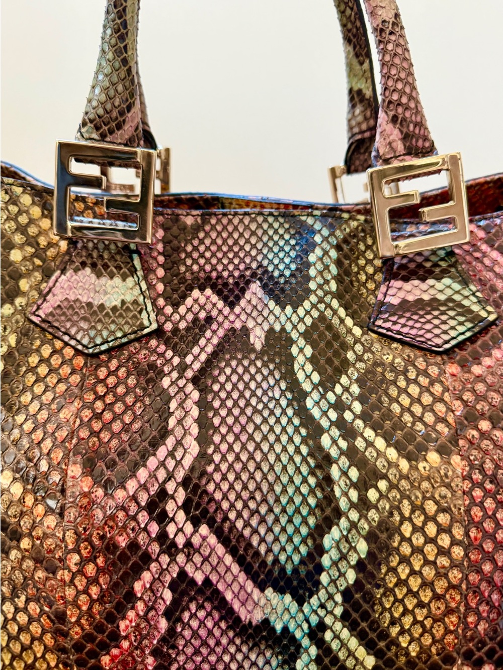ULTRA RARE - FENDI Twin Python Tote Multicolor Bag - Archival Discontinued! - Picture 12 of 17